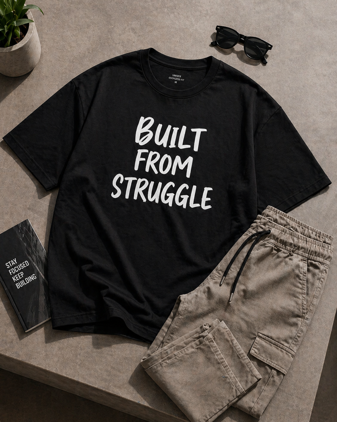 Built From Struggle – Oversized T-Shirt | 220 GSM Premium Cotton