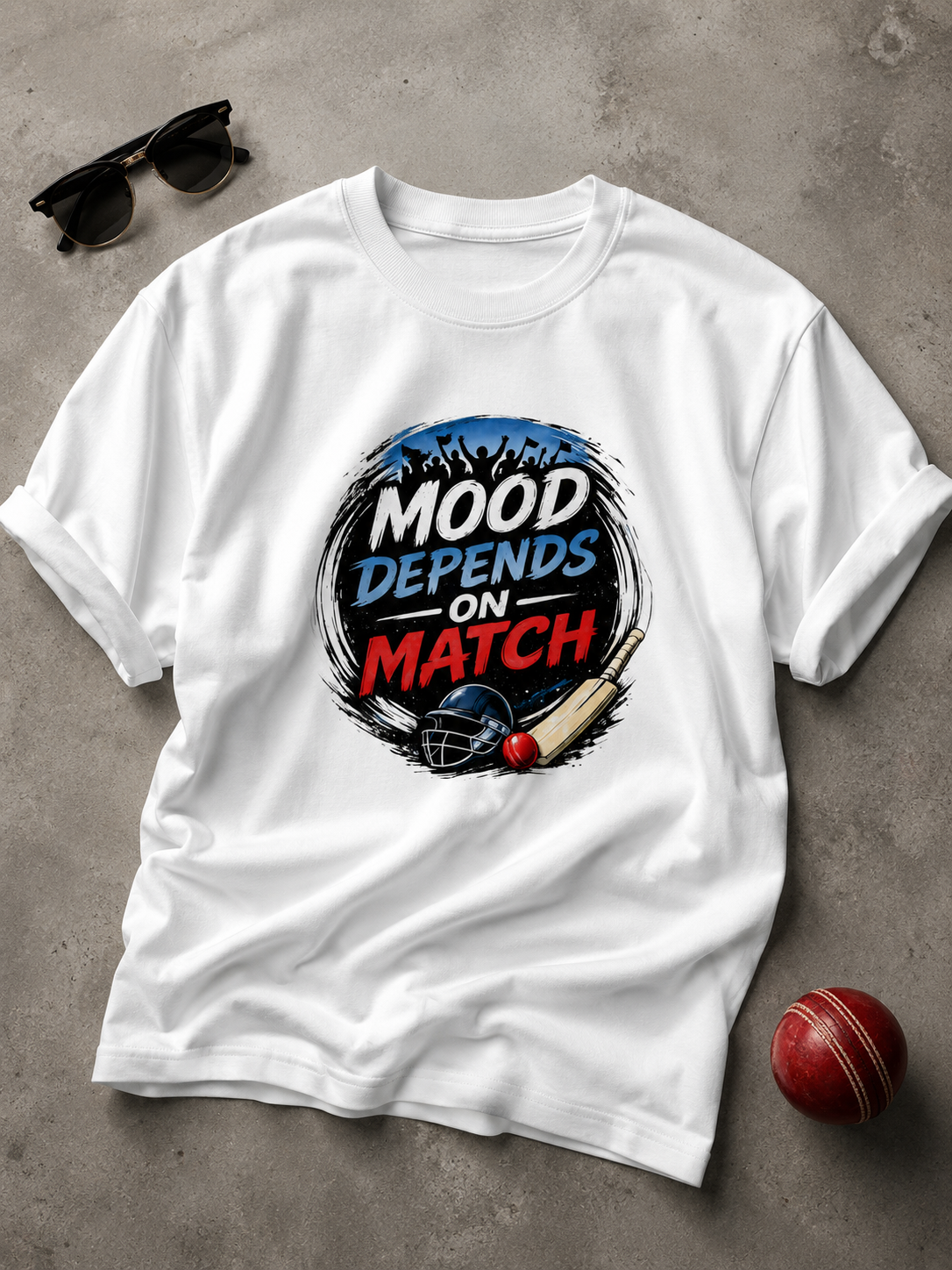 Mood Depends On Match – Oversized T-Shirt | 220 GSM Premium Cotton