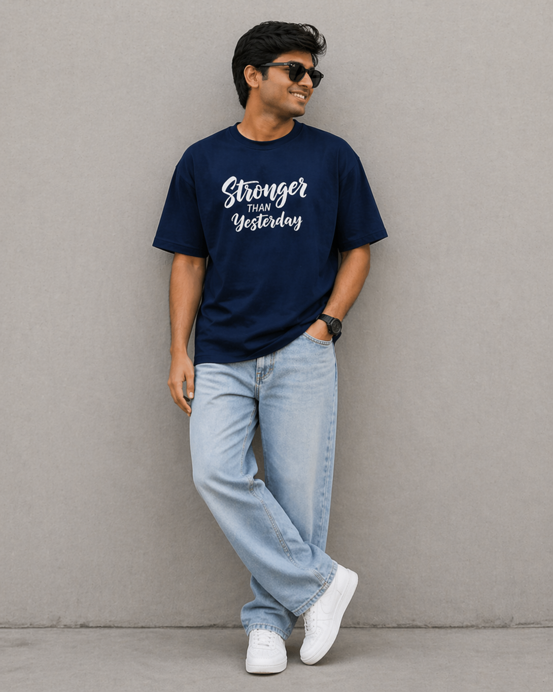 Stronger Than Yesterday – Oversized T-Shirt | 220 GSM Premium Cotton