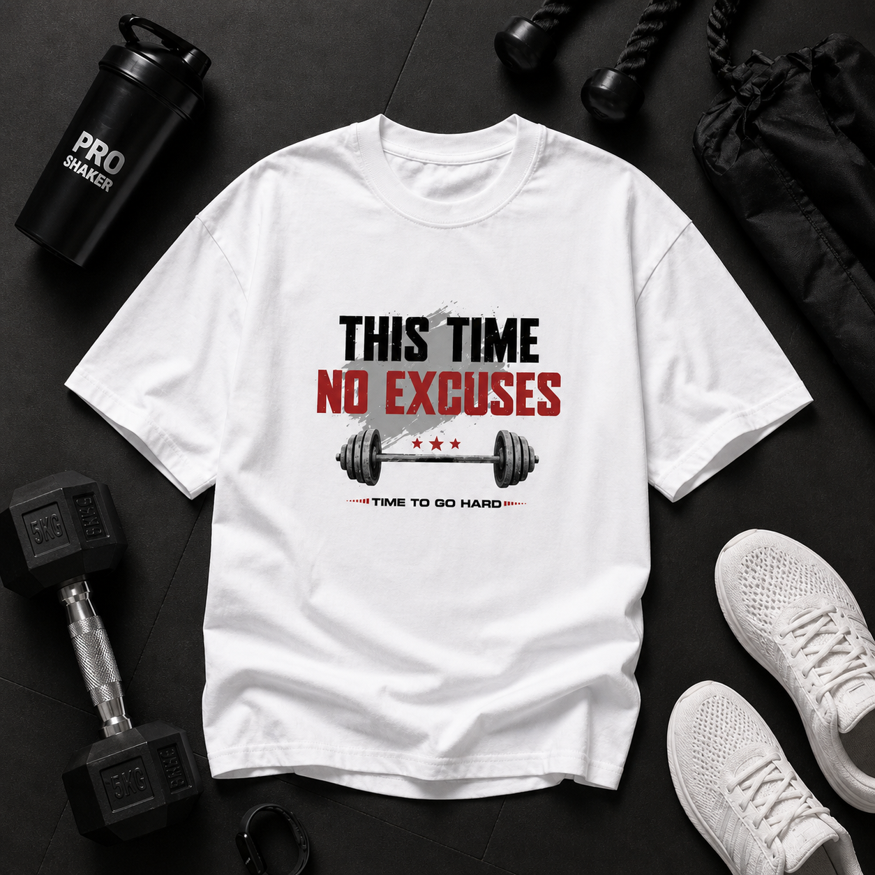 This Time No Excuses – Oversized T-Shirt | 220 GSM Premium Cotton