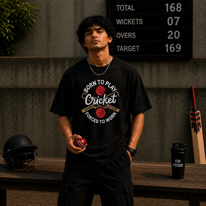 Born To Play Cricket – Oversized T-Shirt | 220 GSM Premium Cotton