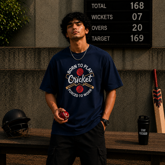 Born To Play Cricket – Oversized T-Shirt | 220 GSM Premium Cotton