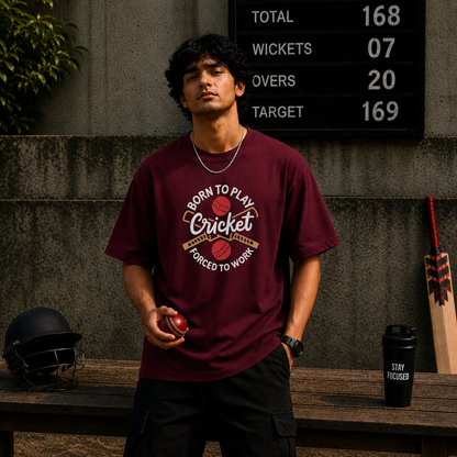 Born To Play Cricket – Oversized T-Shirt | 220 GSM Premium Cotton