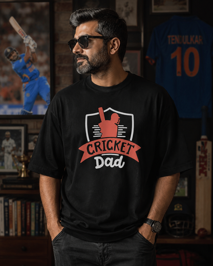 Cricket Dad – Oversized T-Shirt | 220 GSM Premium Cotton