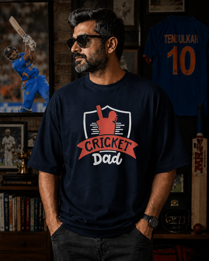 Cricket Dad – Oversized T-Shirt | 220 GSM Premium Cotton