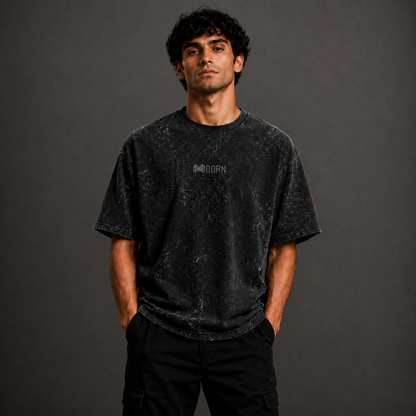 MODRN Essential Acid Wash Oversized T-Shirt | Premium Embroidered Edition