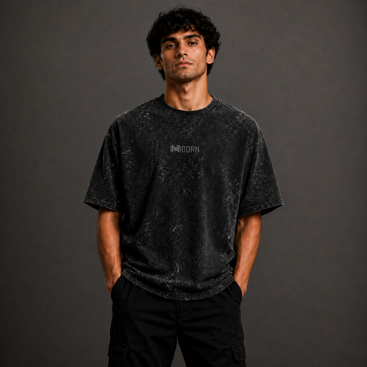 MODRN Essential Acid Wash Oversized T-Shirt | Premium Embroidered Edition