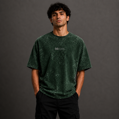 MODRN Essential Acid Wash Oversized T-Shirt | Premium Embroidered Edition