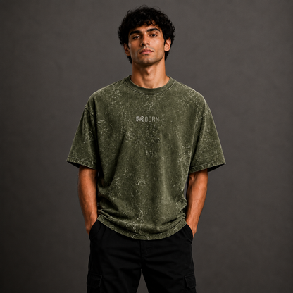 MODRN Essential Acid Wash Oversized T-Shirt | Premium Embroidered Edition