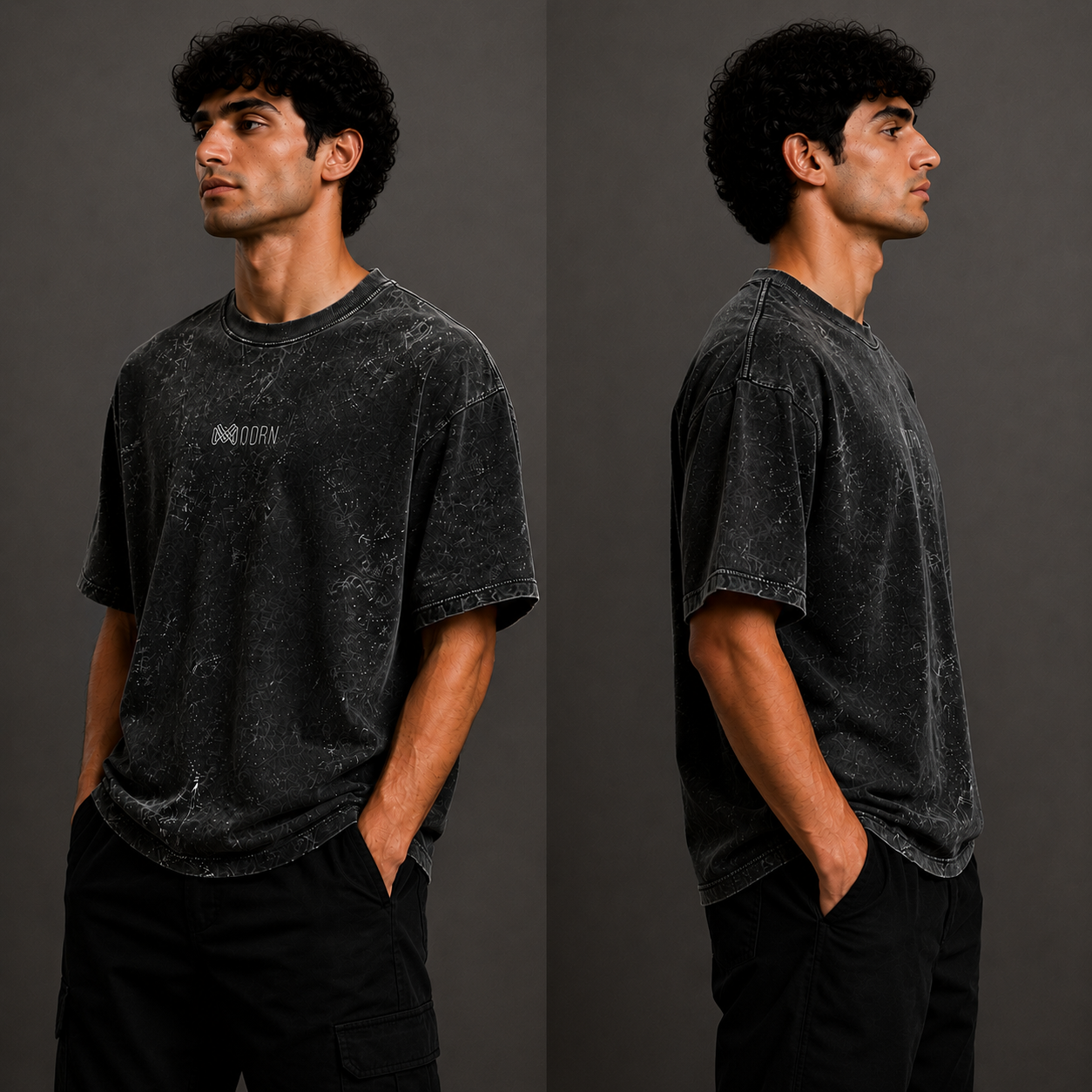 MODRN Essential Acid Wash Oversized T-Shirt | Premium Embroidered Edition