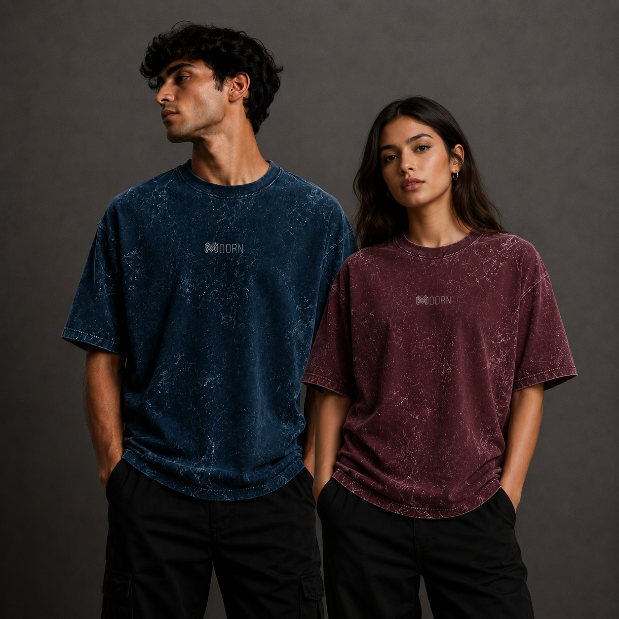 MODRN Essential Acid Wash Oversized T-Shirt | Premium Embroidered Edition