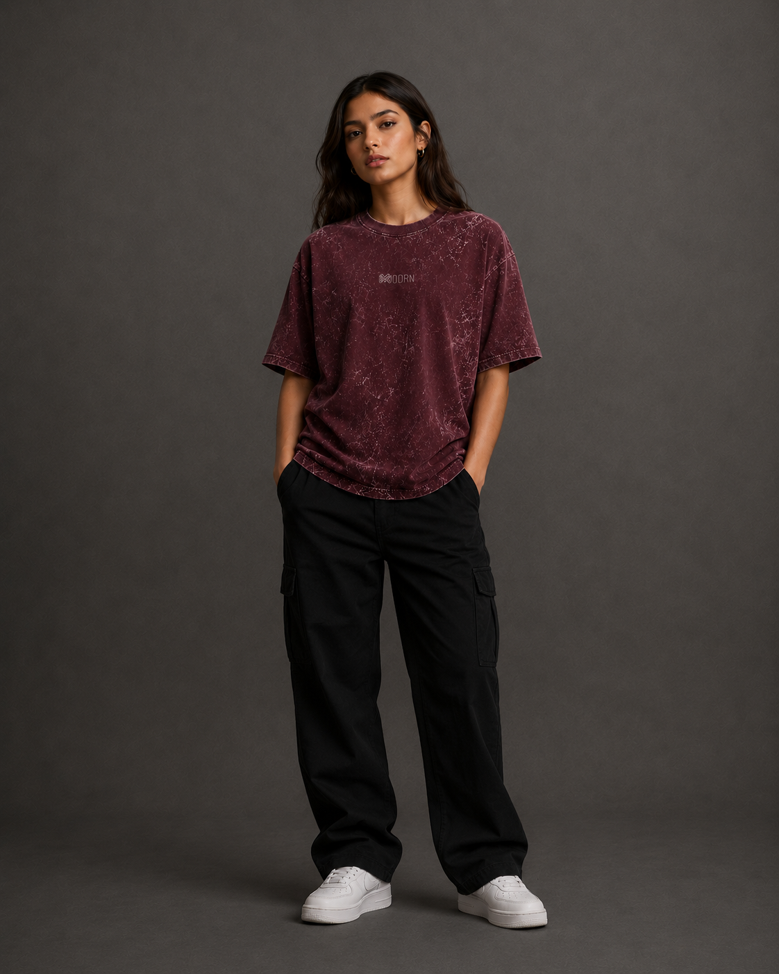 MODRN Essential Acid Wash Oversized T-Shirt | Premium Embroidered Edition