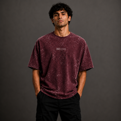 MODRN Essential Acid Wash Oversized T-Shirt | Premium Embroidered Edition