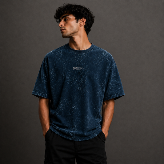 MODRN Essential Acid Wash Oversized T-Shirt | Premium Embroidered Edition