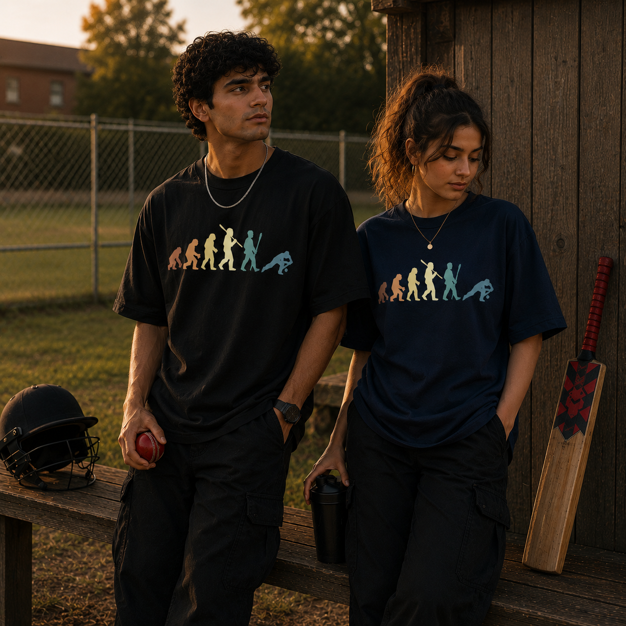 Evolution Of Cricket – Oversized T-Shirt | 220 GSM Premium Cotton