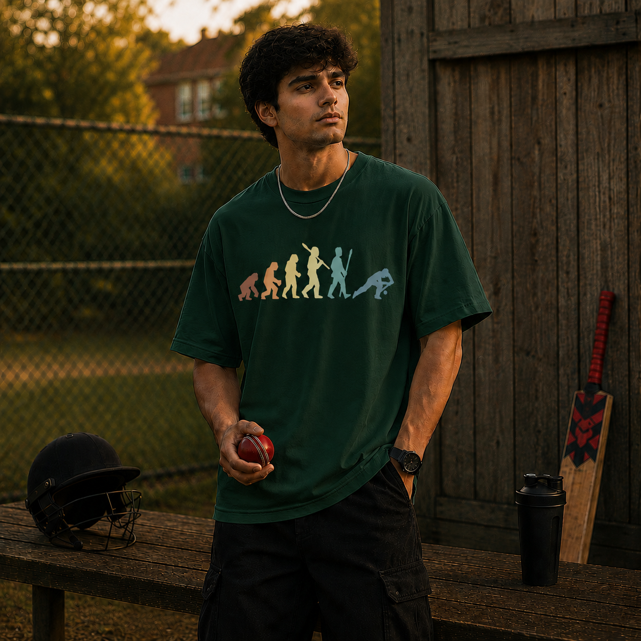 Evolution Of Cricket – Oversized T-Shirt | 220 GSM Premium Cotton