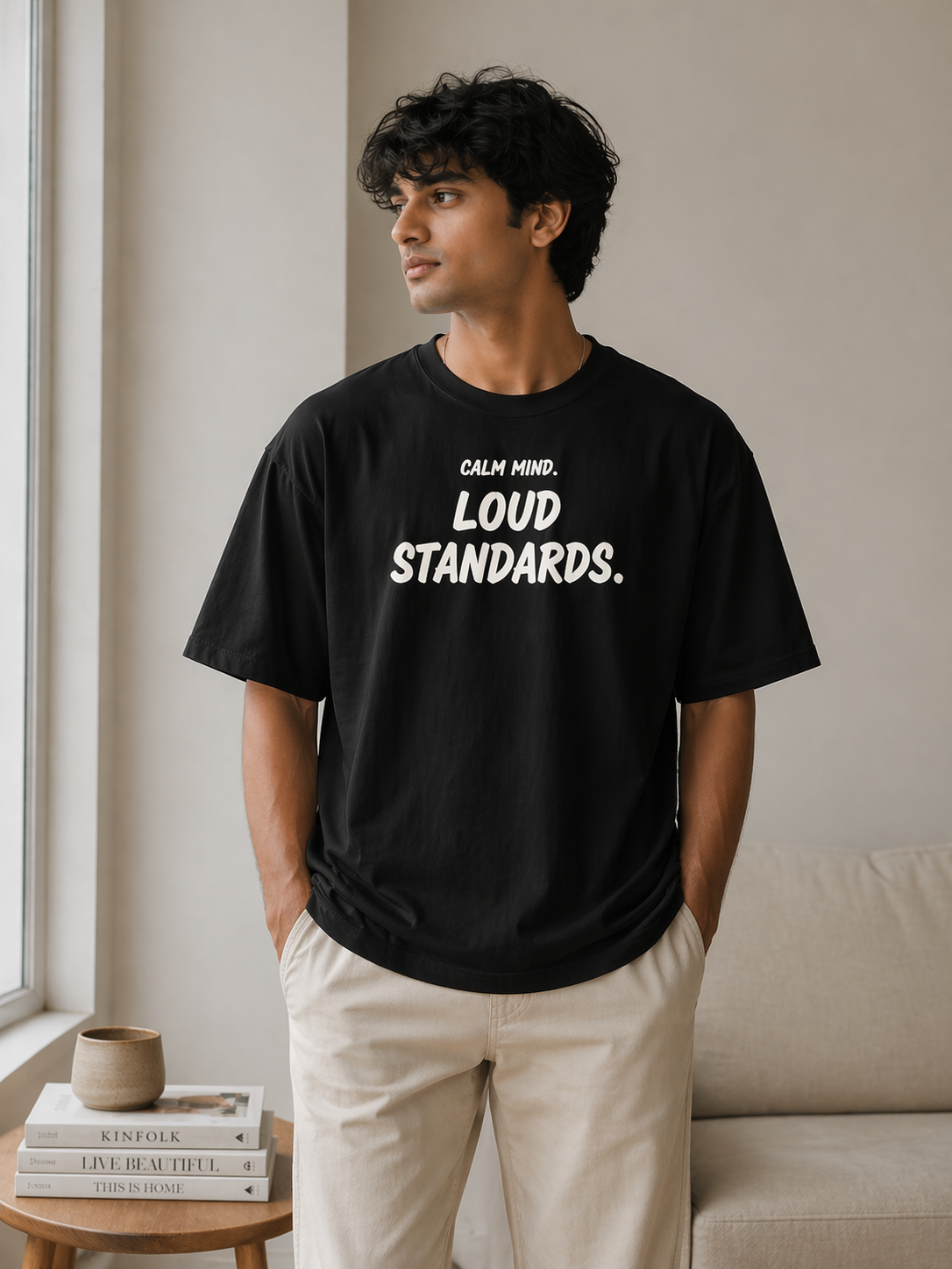 Calm Mind Loud Standards – Oversized T-Shirt | 220 GSM Premium Cotton