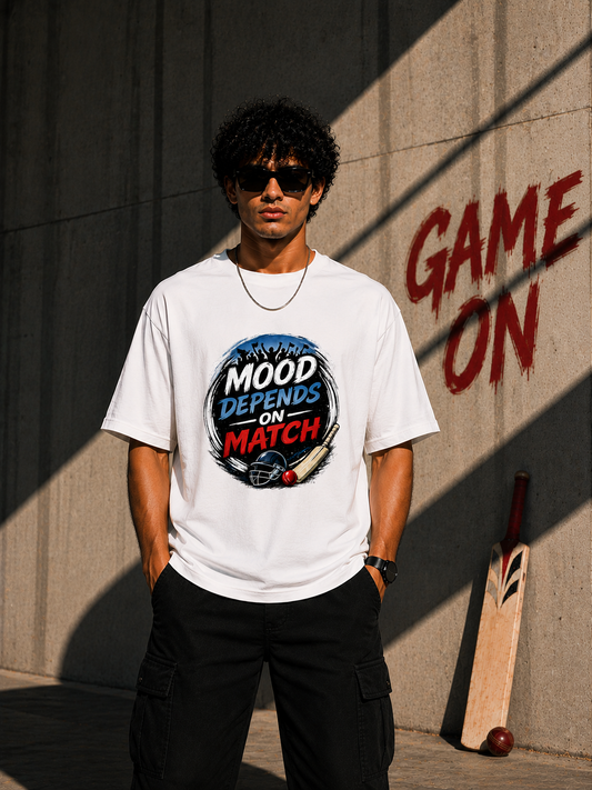 Mood Depends On Match – Oversized T-Shirt | 220 GSM Premium Cotton