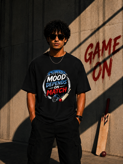 Mood Depends On Match – Oversized T-Shirt | 220 GSM Premium Cotton