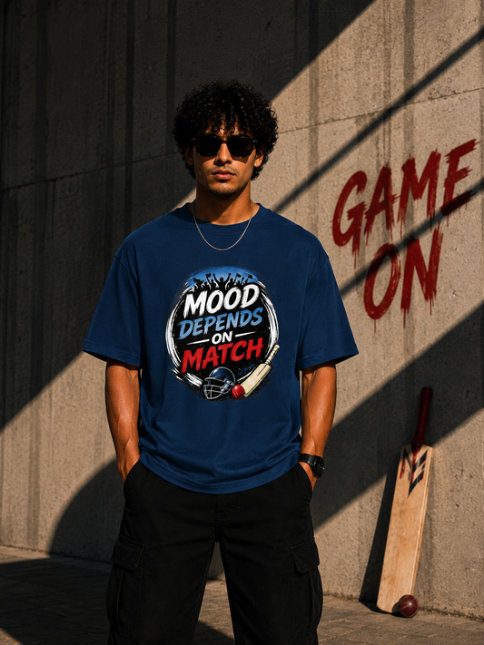 Mood Depends On Match – Oversized T-Shirt | 220 GSM Premium Cotton