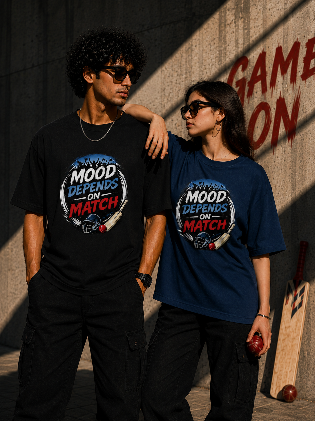 Mood Depends On Match – Oversized T-Shirt | 220 GSM Premium Cotton
