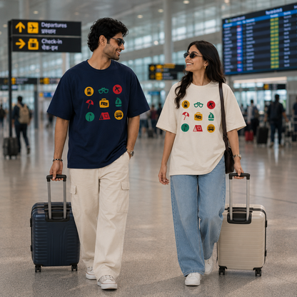 Vacation Icons – Unisex Oversized T-Shirt | 220 GSM Premium Cotton