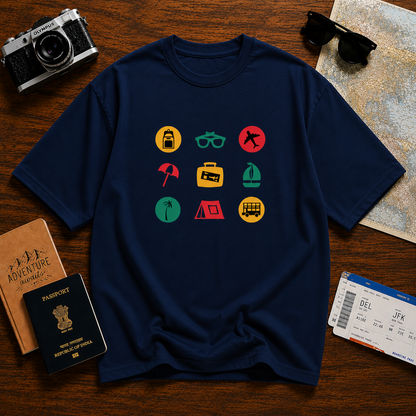 Vacation Icons – Unisex Oversized T-Shirt | 220 GSM Premium Cotton
