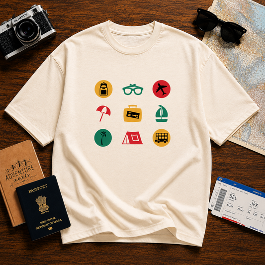 Vacation Icons – Unisex Oversized T-Shirt | 220 GSM Premium Cotton