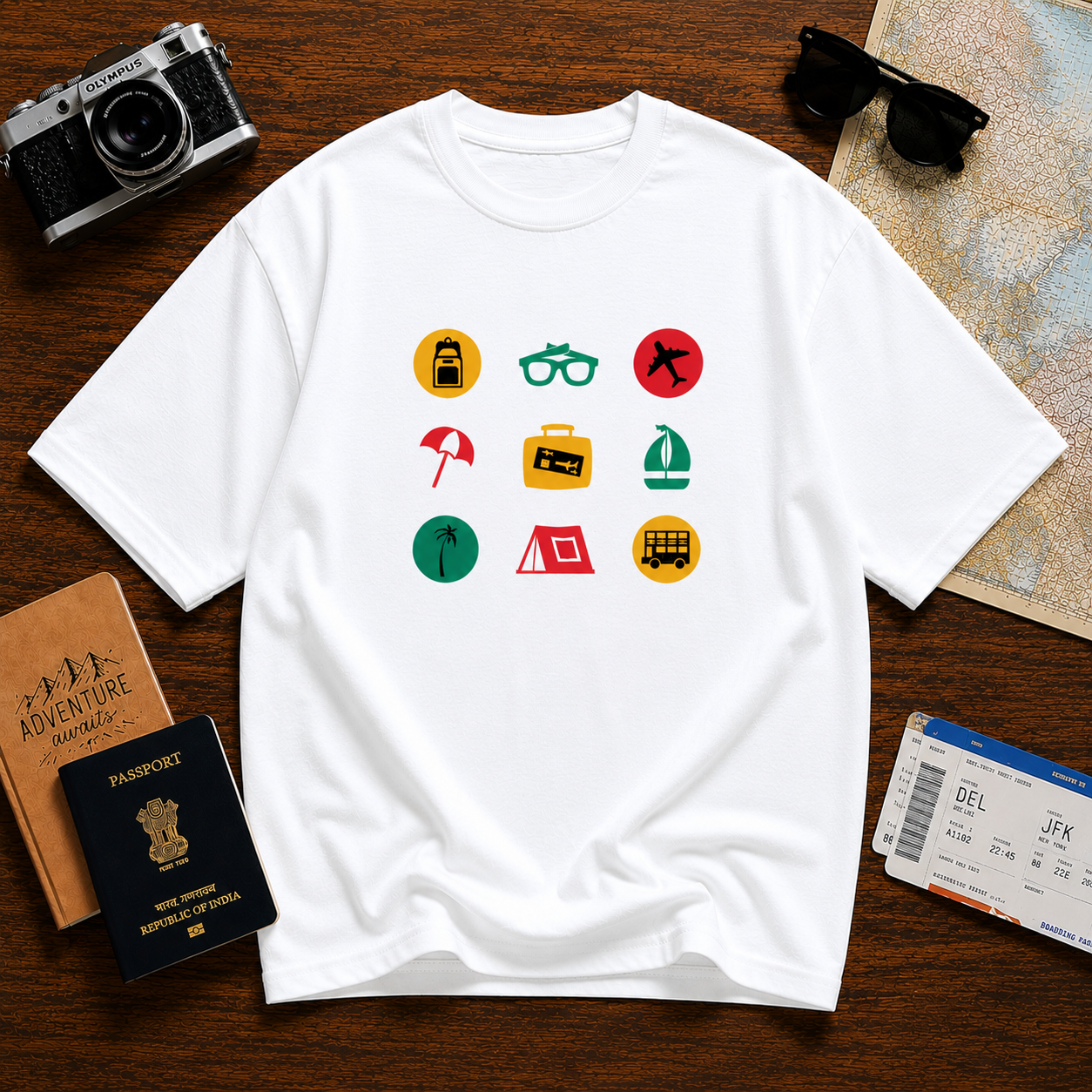 Vacation Icons – Unisex Oversized T-Shirt | 220 GSM Premium Cotton