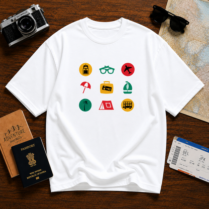 Vacation Icons – Unisex Oversized T-Shirt | 220 GSM Premium Cotton
