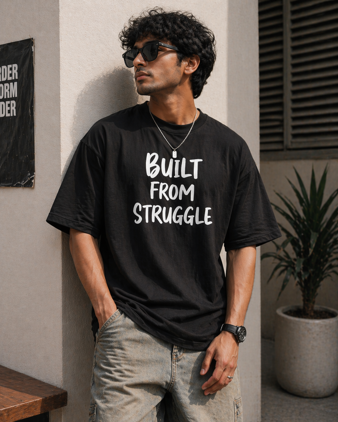 Built From Struggle – Oversized T-Shirt | 220 GSM Premium Cotton