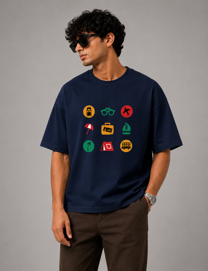 Vacation Icons – Unisex Oversized T-Shirt | 220 GSM