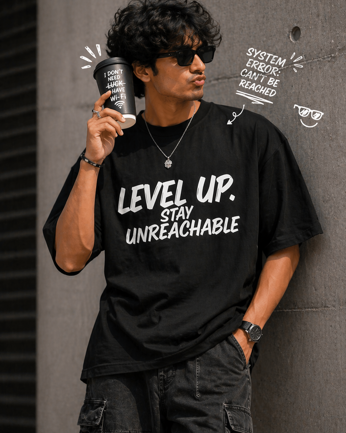 Level Up Stay Unreachable – Oversized T-Shirt | 220 GSM Premium Cotton