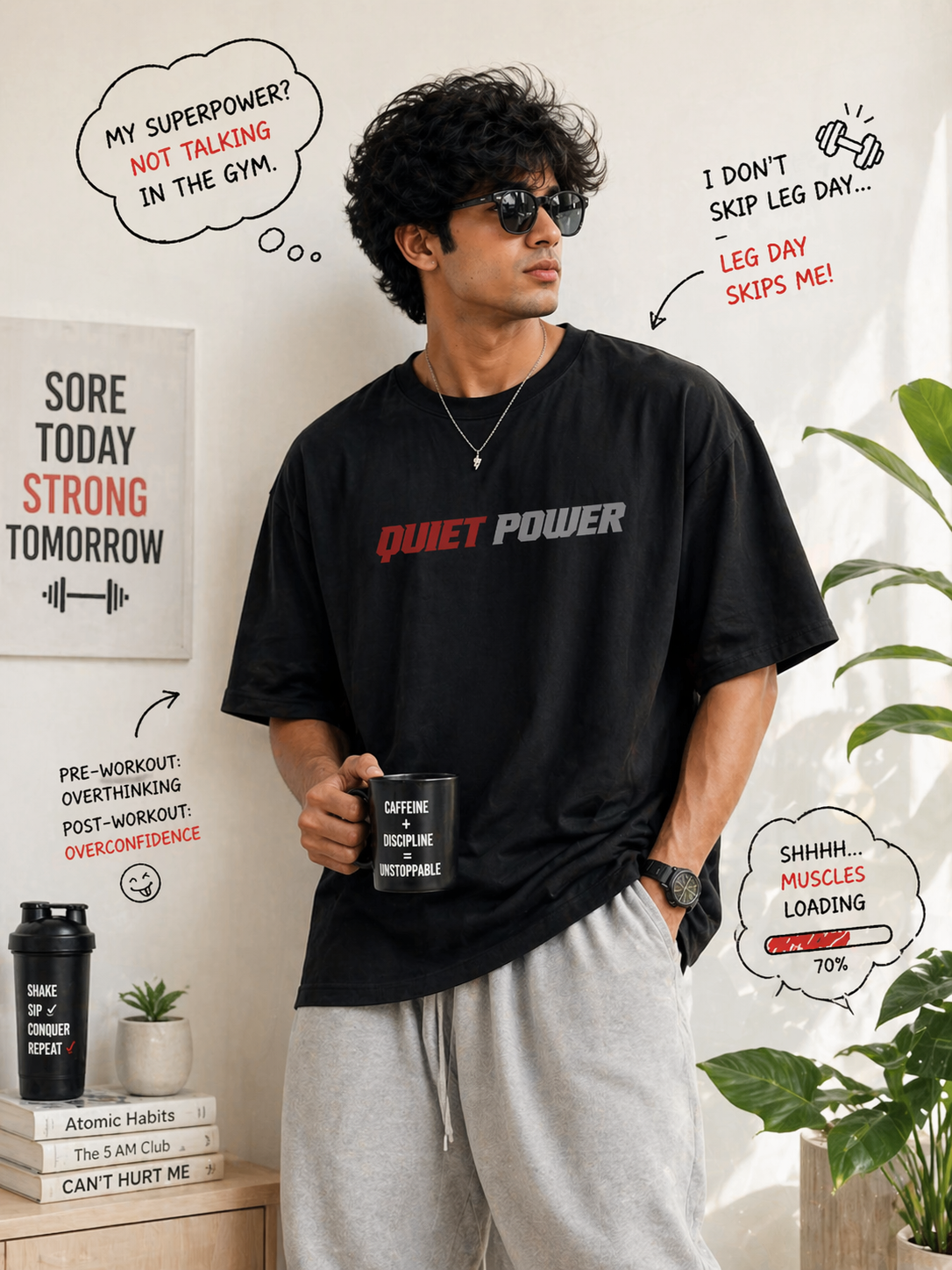 Quiet Power – Oversized T-Shirt | 220 GSM Premium Cotton