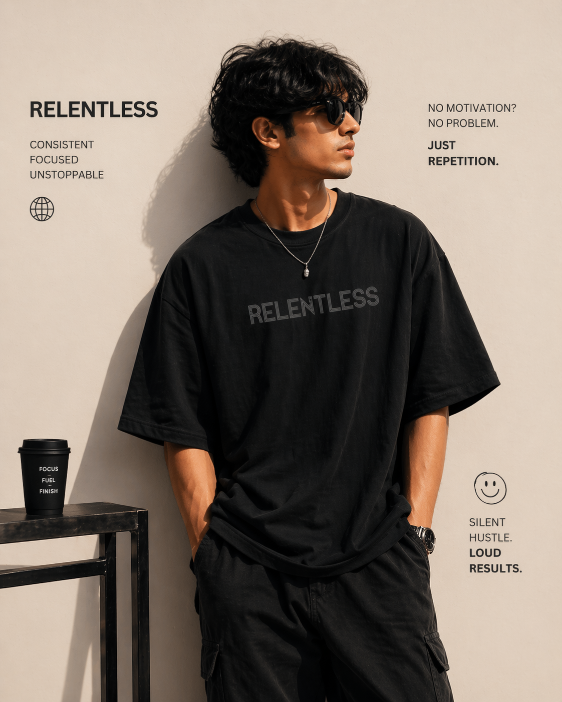 Relentless – Oversized T-Shirt | 220 GSM Premium Cotton