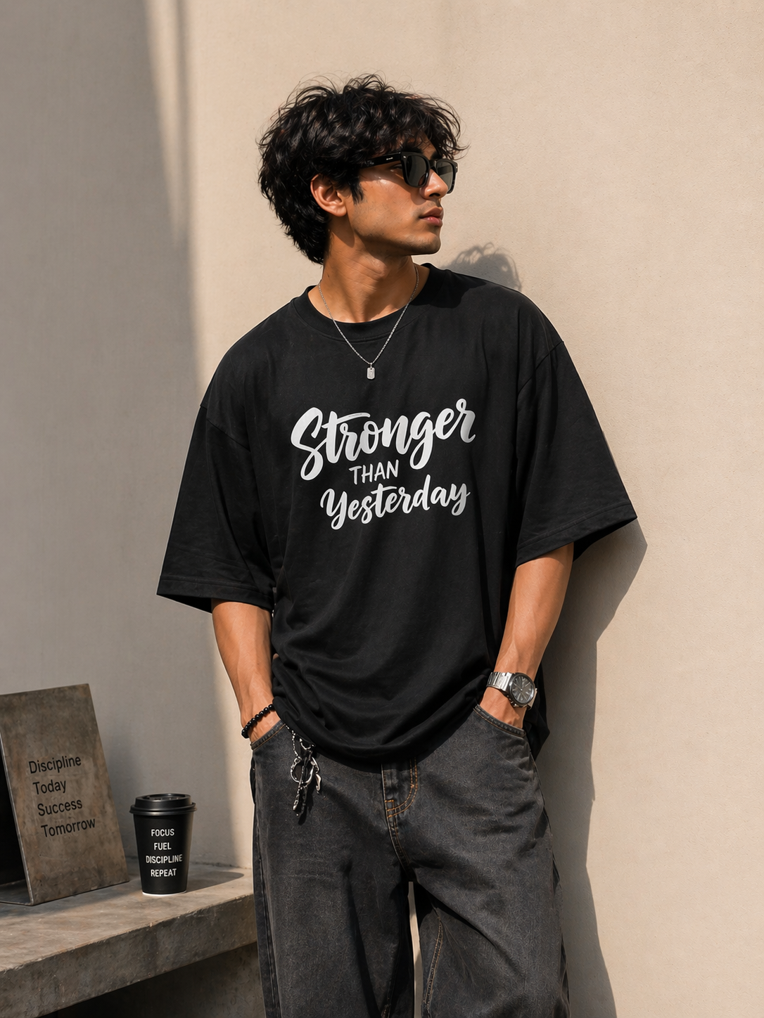 Stronger Than Yesterday – Oversized T-Shirt | 220 GSM Premium Cotton